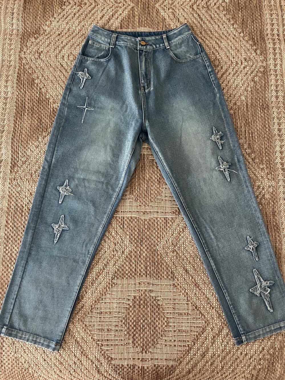 Aelfric Eden oversized starCross Distressed Jeans vintage Blue wash SZ 28